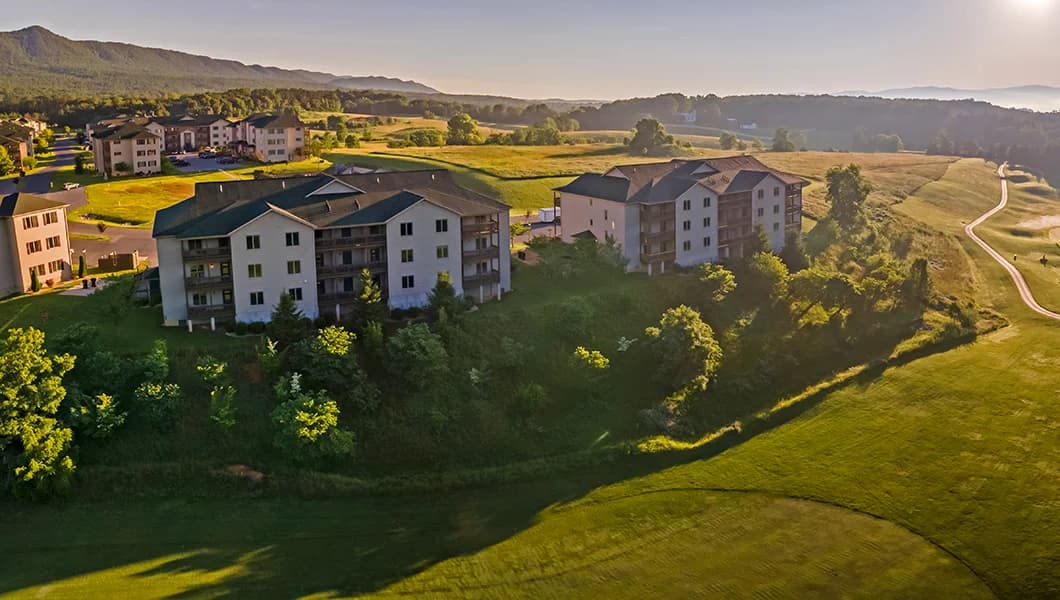 Aerial view of Massanutten Resort in summer