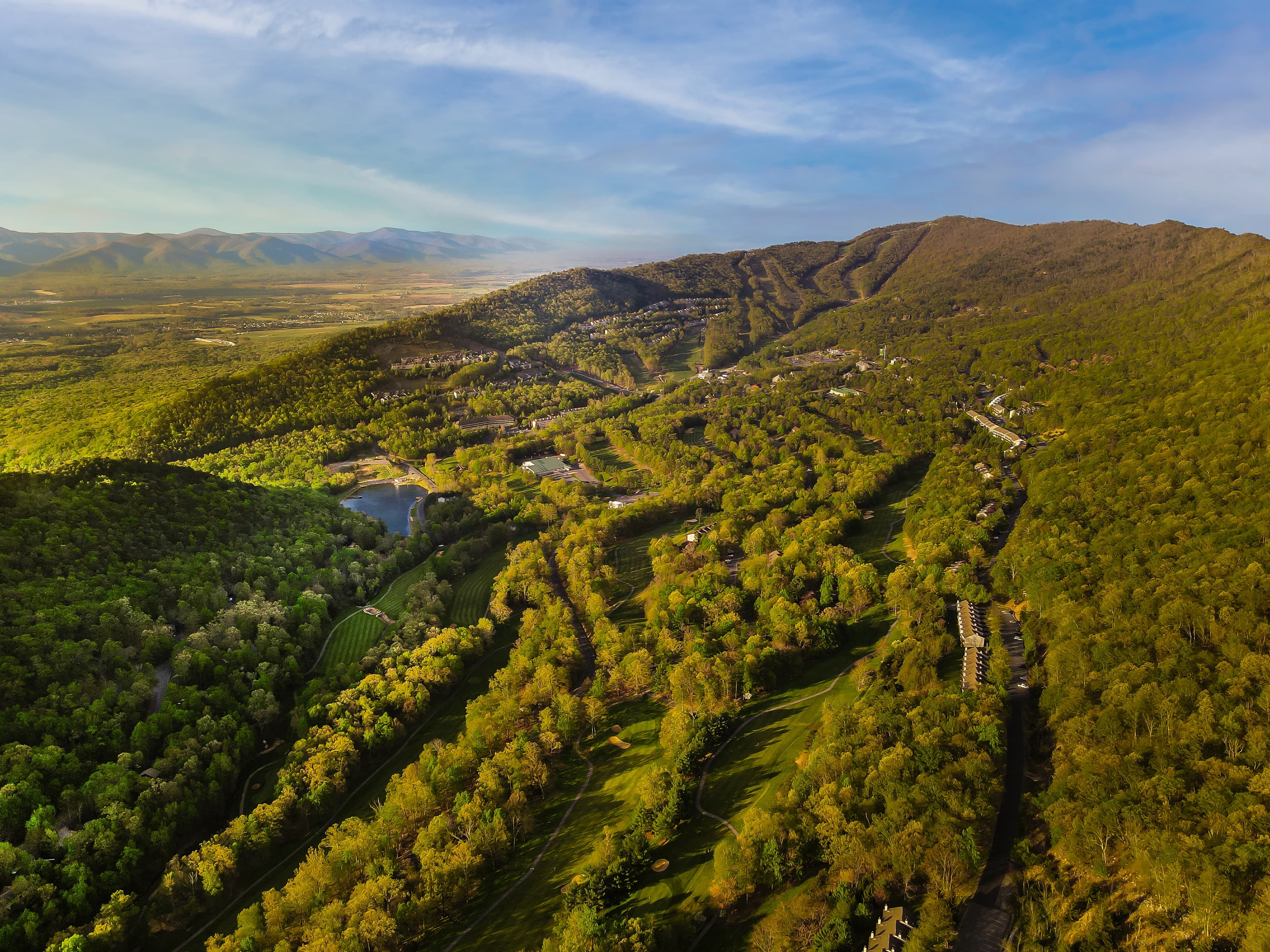 Aerial view of Massanutten Resort in the Shenandoah Valley